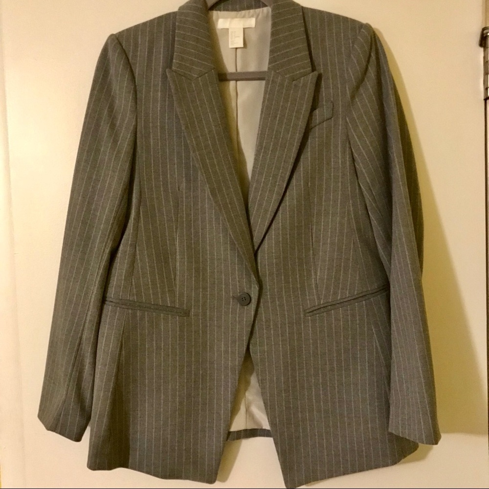 H&M Fitted Boyfriend Pinstripe Blazer